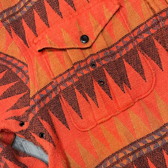 10.Deep Orange and Brown Geometric Button Down Shirt - Picture 5 of 12